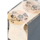 Sticker "Hibiskus", 35 mm rund, braun, Papier - 500 Aufkleber im Spender