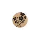 Sticker "Hibiskus", 35 mm round, brown, kraft paper look, label - 500 pieces in dispenser