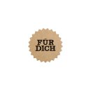 500 sticker "Für Dich", 35 mm round, kraft paper, brown, self-adhesive, roll in dispenser