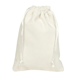 Gift bag with drawstring, white, 10 x 14 cm, velvet - 10/pack