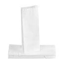 Block bottom bag 70 x 205 x 40 mm, white, kraft paper ribbed, two-ply without window