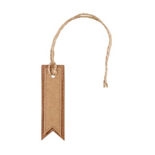 Geschenkanhänger, Hang tag, Kraftkarton doppelt, inkl. Kordel, 2,3 x 7,5 cm - 24 Stück/Pack