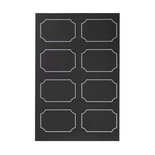 Klebeetikette 30 x 45 mm, Schwarz mit weißer Kontur, Namensschild, selbstklebend - 48 Stück/Pack