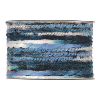 Multicolor wool yarn ribbon 63 mm x 5 m, sky blue