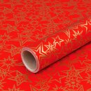 Christmas paper red and golden stars, wrapping paper, smooth - roll 0.7 x 10 m