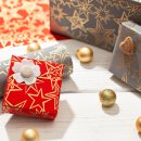 Geschenkpapier, Grau und goldene Sterne, Weihnachtspapier, 0,70 x 10 m