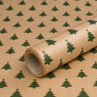 Christmas paper green fir, gift wrapping paper, kraft...