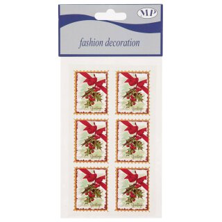 Christmas sticker stamp, 3,5 x 4,5 cm, pack of 6 pieces