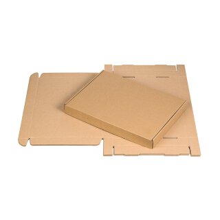 A4 box with hinged lid, kraft cardboard 600 g/m², brown, 30 mm high