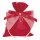 Gift bag with plaid ribbon, drawstring, heart tag, 15 x 20 cm, red