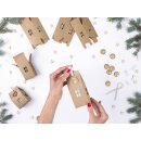 Advent calendar set of 24 Kraft cardboard houses, numbers, pegs and cotton cord