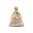 Jute bag natural white Special Surprise, 40 x 55 cm,...