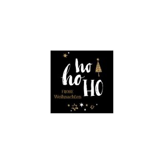 Sticker "Ho ho ho" 35 x 35 mm, black, gold , self-adhesive labels - 500 pieces in dispenser