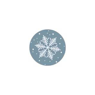 Sticker snow crystal, 35 mm round, blue, adhesive labels - 500 pieces in dispenser