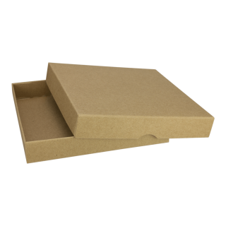 Folding box 12.8 x 12.8 x 2.0 cm, brown, with lid, kraft cardboard - 10 boxes/set