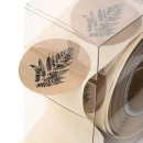 Sticker fir, 35 mm round, kraft paper look  -  500 pieces in dispenser