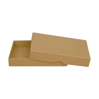 Folding box 11.5 x 15.5 x 2.5 cm, brown, with lid, kraft cardboard - 10 boxes/set