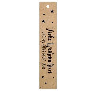 Gift tags  Merry Christmas, kraft paper look, 170 x 30 mm - 12 pieces/pack