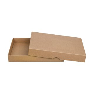 Folding box 13.6 x 18.6 x 2.5 cm, brown, with lid, kraft cardboard - 10 boxes/set