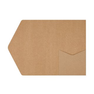 Pocketfold card DL 105 x 215 mm, with pocket and flap, kraft cardboard, unprinted - 10 pcs/pack