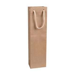 Shopping bag nature, 8 x 30 x 6 cm, kraft paper, with cotton handle - 12 pcs/pack