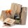 Shopping bag nature, 12 x 15 x 7 cm, kraft paper, with cotton handle - 12 pcs/pack