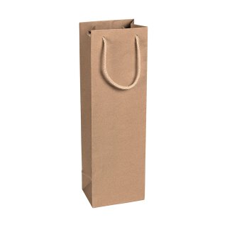 Shopping bag nature, 12 x 39 x 9 cm, kraft paper, with cotton handle - 12 pcs/pack