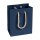 Shopping bag dark blue, 12 x 15 + 7 cm, kraft paper, with cotton handle - 12 pcs/pack