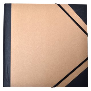 Drawing folder, 30,5 x 30,5 cm, kraft cardboard, with elastic bands, corner tensioner