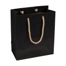 Shopping bag black, 16 x 19 + 8 cm, kraft paper, with...