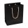 Shopping bag black, 16 x 19 + 8 cm, kraft paper, with cotton handle - 12 pcs/pack