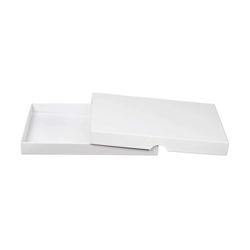 Faltschachtel 13,6 x 19,6 x 2 cm, Weiß, mit Deckel, Karton - 10 Schachteln/Set