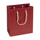 Paper carrier bags 16 x 19 x 8 cm, red, smooth, cord handles - pack of 12