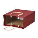 Paper carrier bags 16 x 19 x 8 cm, red, smooth, cord handles - pack of 12