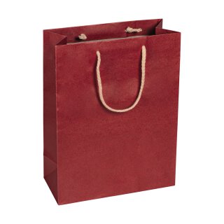 Shopping bag Red, 22 x 29 + 10 cm, kraft paper, with cotton handle - 12 pcs/pack