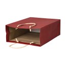 Papiertragetaschen 22 x 29 x 10 cm, Rot, glatt, Kordelhenkel - 12er Pack