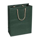 Shopping bag green, 22 x 29 + 10 cm, kraft paper, with cotton handle - 12 pcs/pack