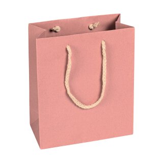 Shopping bag Pink, 16 x 19 + 8 cm, kraft paper, with cotton handle - 12 pcs/pack