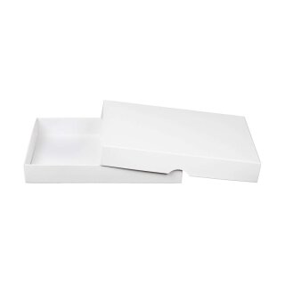 Faltschachtel 13,6 x 18,6 x 2,5 cm, Weiß, mit Deckel, Chromokarton - 10 Stk/Set