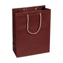 Shopping bag Burgundy, 22 x 29 + 10 cm, kraft paper, with cotton handle - 12 pcs/pack