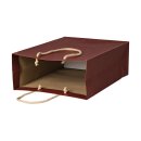 Tragetasche Bordeaux Rot, 22 x 29 + 10 cm, Kraftpapier, m. Baumwollhenkel - 12 Stück/Pack