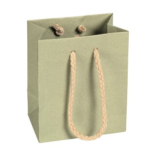 Shopping bag Sage green, 10 x 12  + 6,5 cm, kraft paper, with cotton handle - 12 pcs/pack