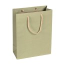 Shopping bag Sage green, 22 x 29 + 10 cm, kraft paper, with cotton handle - 12 pcs/pack