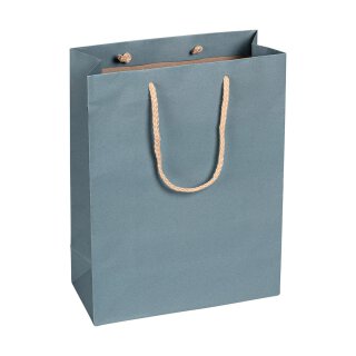 Shopping bag Blue, 22 x 29 + 10 cm, kraft paper, with cotton handle - 12 pcs/pack
