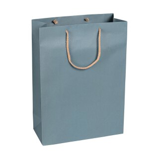Shopping bag Blue, 27 x 37 + 12 cm, kraft paper, with cotton handle - 12 pcs/pack