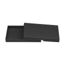 Folding box 13.6 x 19.6 x 2 cm, black, with lid, recycled cardboard - 10 boxes/set