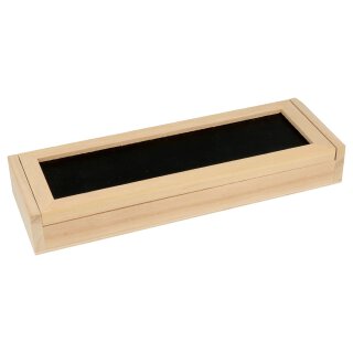 Stiftebox aus Holz, Schatulle, 21,5 x 7 x 3 cm, schwarzer Klappdeckel
