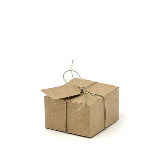 Geschenkschachtel 6 x 5,5 x 3,5 cm, mit Tags, für Gastgeschenke, Kraftkarton - 10 Stück/Set