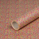Gift wrapping paper Small blossoms, multi-coloured, kraft paper, ribbed, roll 0.70 x 10 m