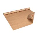 Gift wrapping paper Leaves and umbels, kraft paper, ribbed - 1 roll 0.70 x 10 m